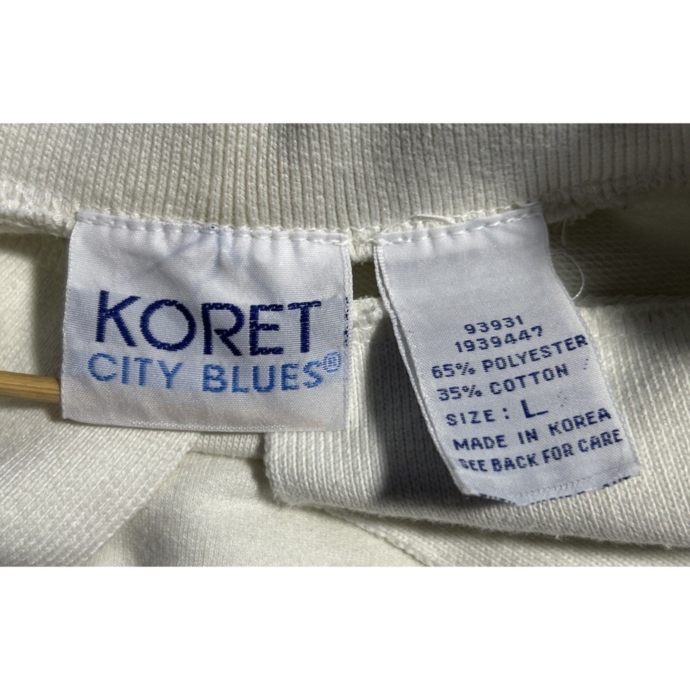 Vintage Koret City Blues Pullover Shirt Sz L Grandma Stretch Cottagecore 90s - Picture 6 of 7